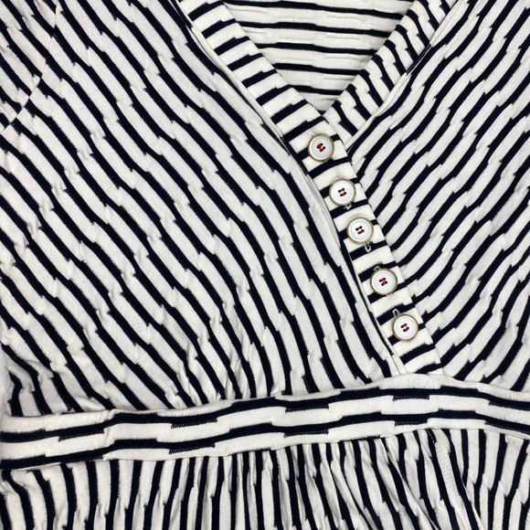 Maeve by Anthropologie Dress Size Small Midi Faux Wrap Textured Stripes Black - Picture 6 of 7